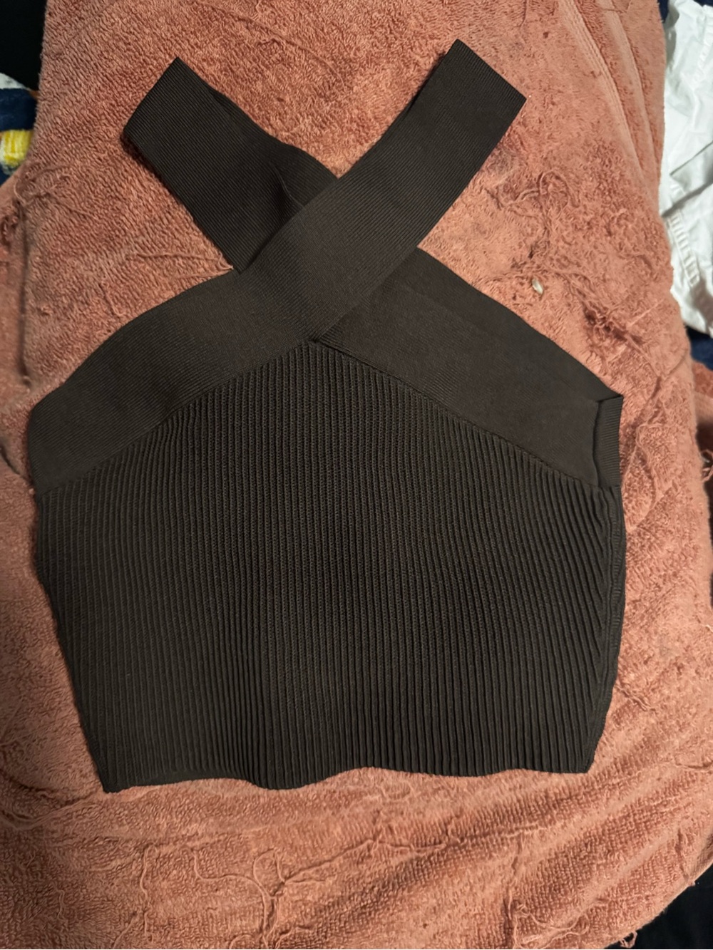 Aritzia Babaton Women’s Brown Ribbed Cross-Strap Tank Top